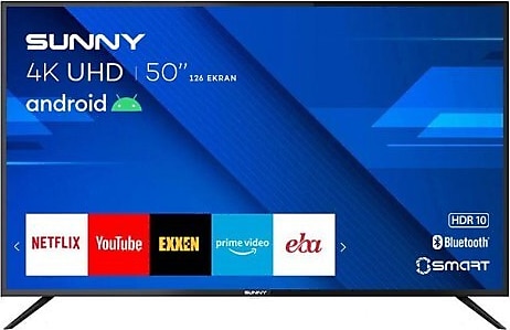Sunny SN50FMN403 4K Ultra HD 50" 127 Ekran Uydu Alıcılı Android Smart LED TV