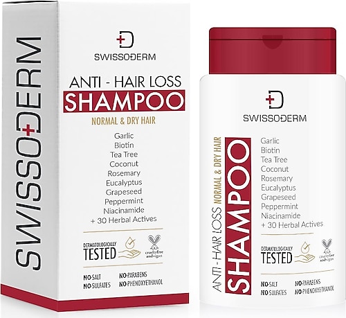 Swissoderm Normal ve Kuru Saçlar için Dökülme Karşıtı Tuzsuz Şampuan 300 ml