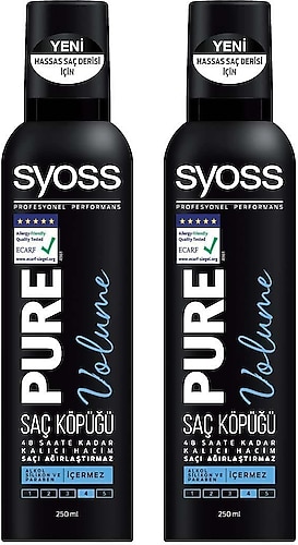 Syoss Pure Volume Yoğun Hacim 250 ml 2 Adet Saç Köpüğü
