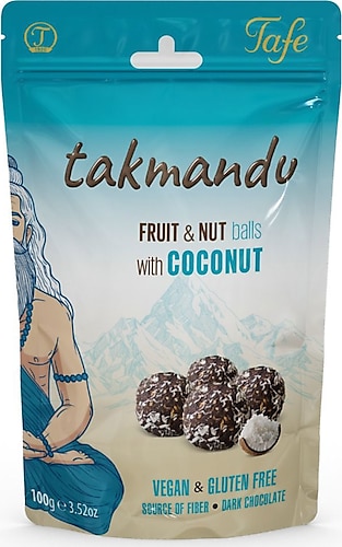 Tafe Takmandu Bitter Çikolata Kaplı Hindistan Cevizli Hurma Topları 100 gr