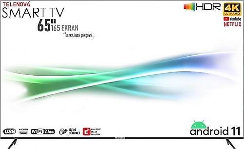 Telenova Revo 4K Ultra HD 65" 165 Ekran Uydu Alıcılı Android Smart LED TV