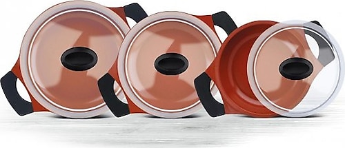 Thermoad Red Diamond 6 Parça Kapaklı Tava Seti