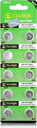 Tianqiu AG10 LR1130/389 1.55V 10'lu Alkalin Düğme Pil