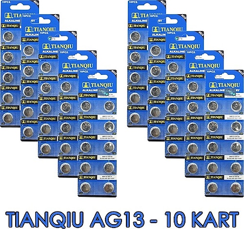 Tianqiu AG13 LR44H 357A A76 SR44SW 1.5V 10'lu 10 Paket Alkalin Düğme Pil