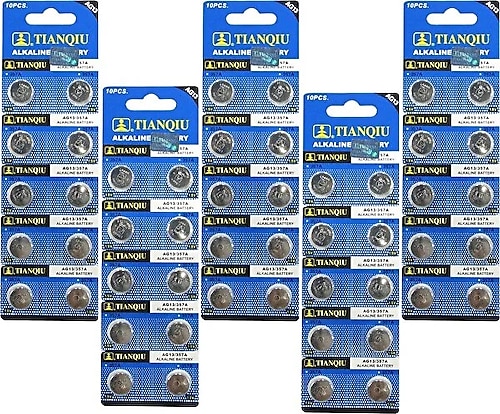 Tianqiu AG13 LR44H 357A A76 SR44SW 1.5V 10'lu 5 Paket Alkalin Düğme Pil