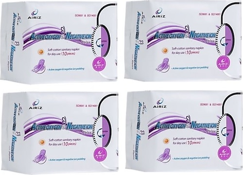 tiens airiz Airiz Hijyenik Kadın Pedi Gündüz Seti 10'lu 4 Paket