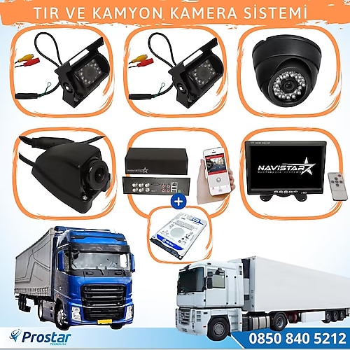 Tır ve Kamyonlar için Uzaktan İzlemeli 4 Kameralı 1 TB Harddisk Kamera Seti