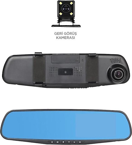 Torima TA-05 Siyah 1080p Araç içi Lcd 4.3 inç Ekranlı Dikiz Aynası Gece Görüşlü Ön ve Arka Araç Kamerası