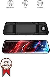 Torima Ta-06 Siyah 1080P Araç İçi Lcd 9.6 İnç Dokunmatik Ekranlı Dikiz Aynası Gece Görüşlü Ön Ve Arka Araç Kamerası