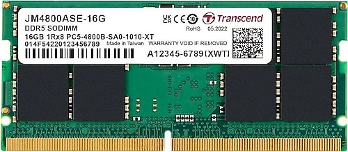 Transcend 16 GB 4800 MHz CL40 SODIMM JM4800ASE-16G DDR5 Ram