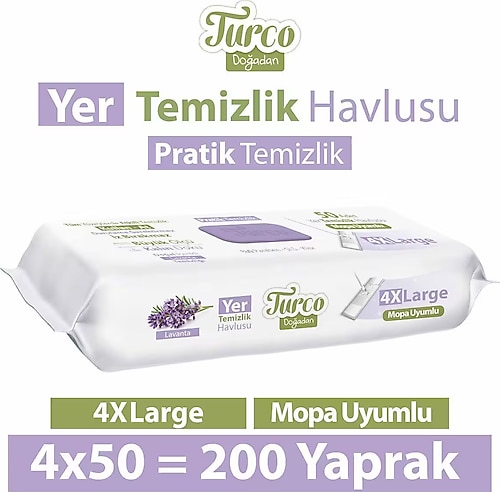 Turco Doğadan Lavanta Yer Temizlik Havlusu 50 Yaprak 4'lü