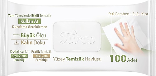Turco Doğadan Yeşil Sabun Yüzey Temizlik Havlusu 100 Yaprak