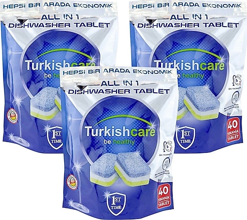 Turkishcare Hepsi Bir Arada Bulaşık Makinesi Tableti 40'lı 3 Adet