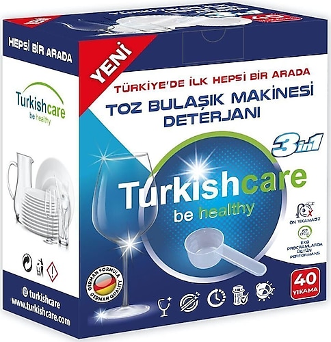 Turkishcare Hepsi Bir Arada Toz Bulaşık Makinesi Deterjanı 40 Yıkama