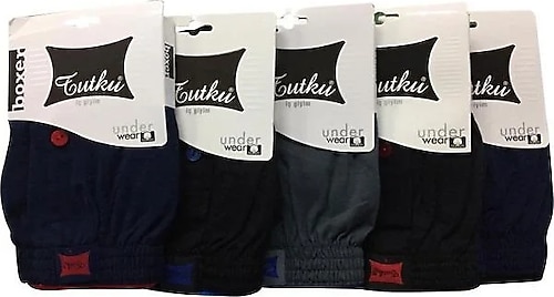 Tutku 0117 Penye Düz Erkek Boxer 6 Adet