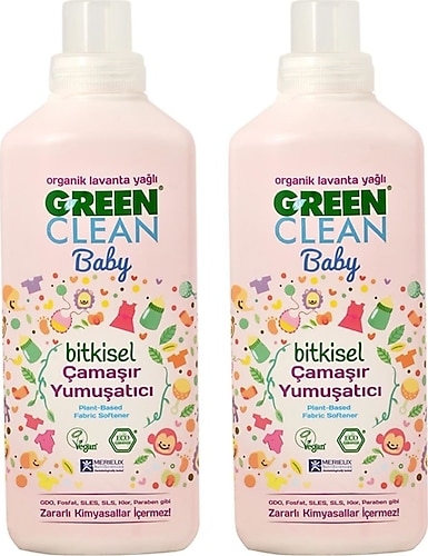 U Green Clean Baby Bitkisel Çamaşır Yumuşatıcısı 1000 ml 2 Adet