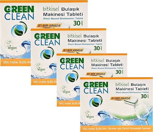 U Green Clean Bitkisel Bulaşık Makinesi Tableti 30'lu 4 Adet
