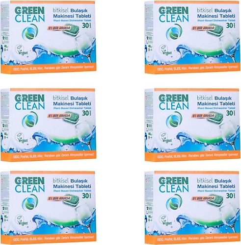 U Green Clean Bitkisel Bulaşık Makinesi Tableti 30'lu 6 Adet