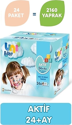 Uni Baby Aktif 90 Yaprak 24'lü Paket Islak Mendil