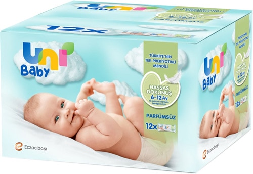 Uni Baby Hassas Dokunuş 52 Yaprak 12'li Paket Islak Mendil