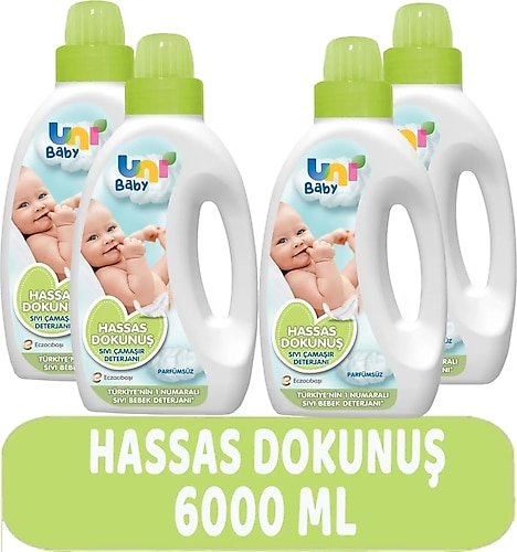 Uni Baby Hassas Dokunuş Sıvı Çamaşır Deterjanı 1500 ml 4 Adet