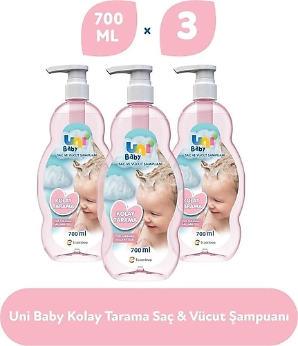 Uni Baby Kolay Tarama Şampuanı 700 ml 3 Adet