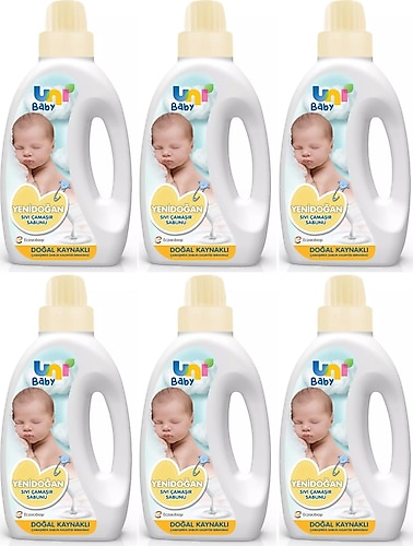 Uni Baby Yeni Doğan Çamaşır Deterjanı/Sabunu 1500ML (Sarı) (6 Lı Set)