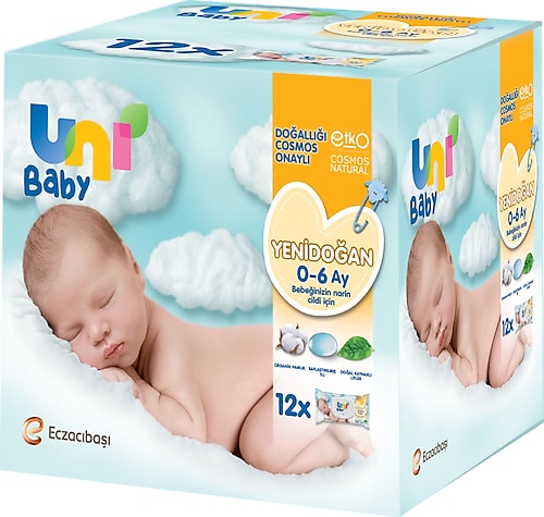 Uni Baby Yenidoğan 40 Yaprak 12'li Paket Islak Mendil