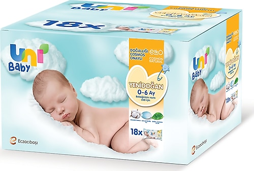 Uni Baby Yenidoğan 40 Yaprak 18'li Paket Islak Mendil