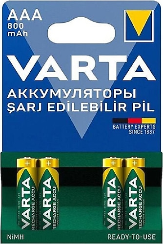 Varta 56703 800 mAh 4'lü Şarjlı AAA İnce Kalem Pil