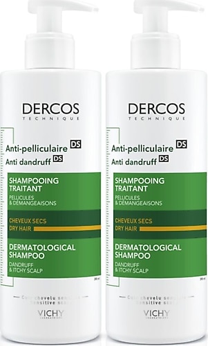 Vichy Dercos Anti-Dandruff Kuru Saçlar için Kepeğe Karşı Şampuan 390 ml 2 Adet