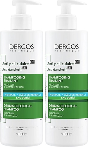 Vichy Dercos Anti-Dandruff Normal ve Yağlı Saçlar için Kepeğe Karşı Şampuan 390 ml 2 Adet
