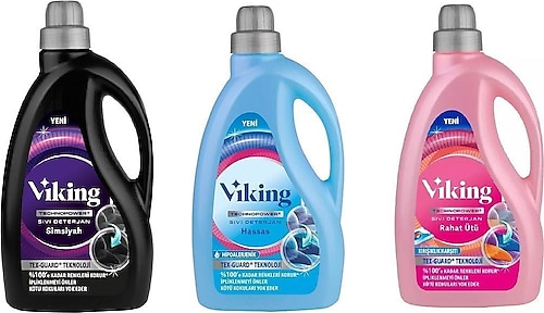 Viking Technopwer Sıvı Çamaşır Deterjanı Simsiyah- Rahat Ütü-Hassas Ciltler 2,7 lt 3'lü Set