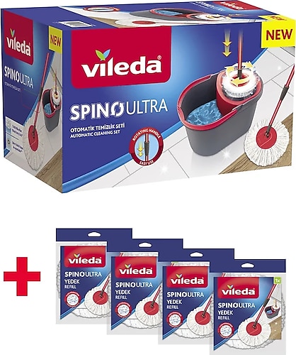 Vileda Spino Ultra Otomatik Temizlik Seti + Yedek Paspas 4'lü