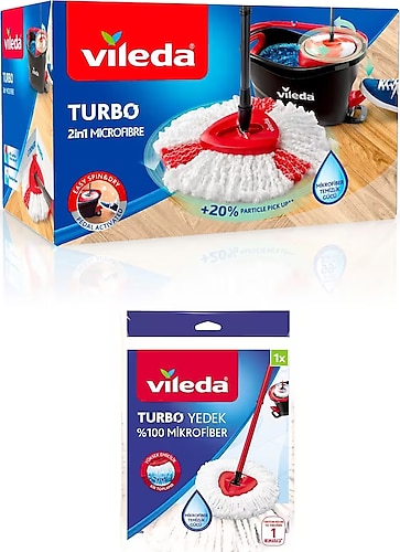 Vileda Turbo 2in1 Pedallı Temizlik Seti +Turbo Mikrofiber Yedek Paspas