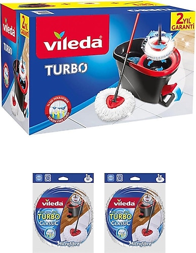 Vileda Turbo Pedallı Temizlik Sistemi + 2 Adet Yedek Paspas