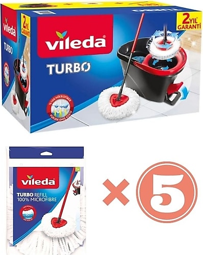 Vileda Turbo Pedallı Temizlik Sistemi+5 Adet Mikrofiber Yedek Mop