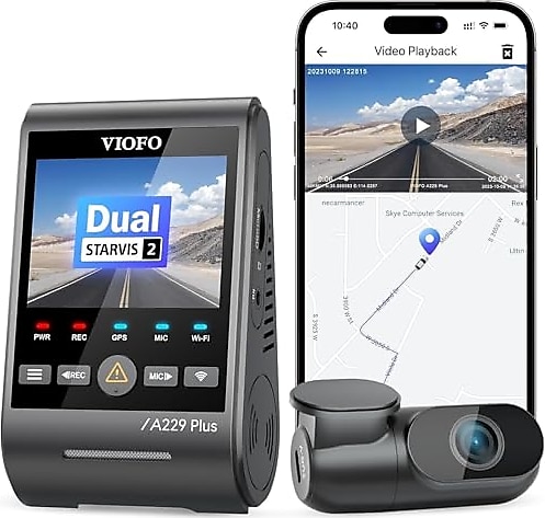 Viofo A229 Plus 3 Kameralı Ön-İç-Arka 2K+2K+1080P HDR Sony Starvis 2 WiFi GPS'li Araç Kamerası