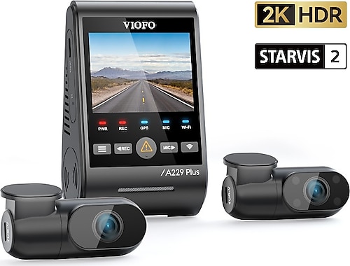 Viofo A229 Plus 3 Kameralı Ön İç Arka 2K 2K 1080P HDR WiFi GPS Araç İçi Kamera