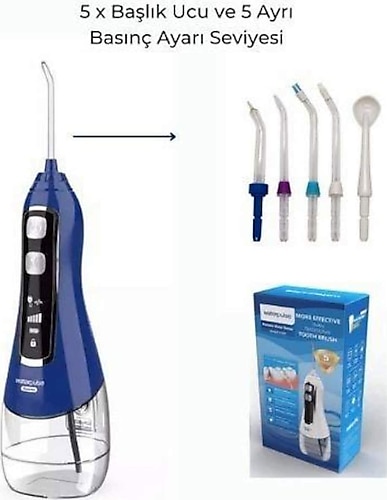 Waterpulse Kablosuz Pro V580 320 ml Taşınabilir Diş Protez Bakım ve Ağız Duşu Mavi