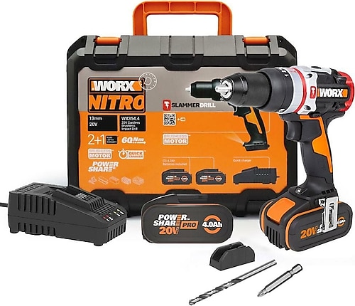 Worx WX354.4 20 V Çift Akülü 4 Ah Darbeli Matkap