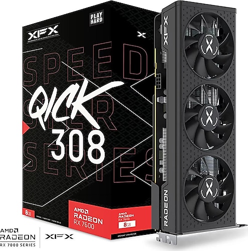 XFX RX 7600 Speedster Qick 308 RX-76PQICKBY 128 Bit GDDR6 8 GB Ekran Kartı