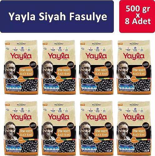 Yayla Gurme Siyah Fasulye 500 Gr X 8 Adet