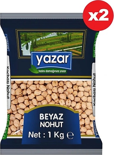 Yazar 12 MM Beyaz Nohut 1 KG x 2 Paket