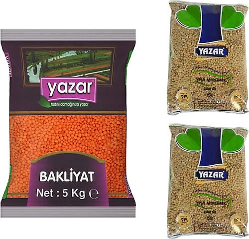 Yazar 2'li Kumanya Gıda Ziyafet Paketi 5 kg Kırmızı Mercimek + 5 kg Yeşil Mercimek