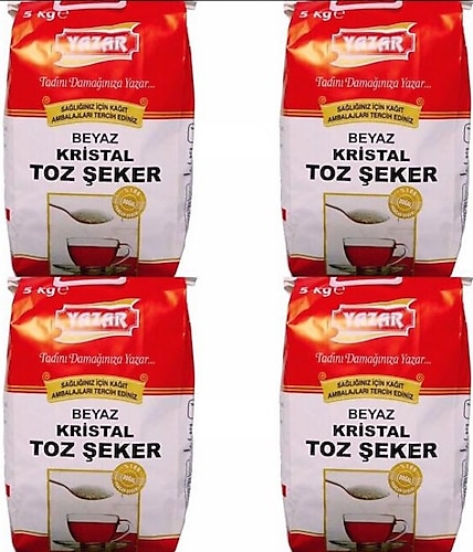 Yazar Kristal Toz Şeker Kraft Ambalaj 5 kg 4'lü