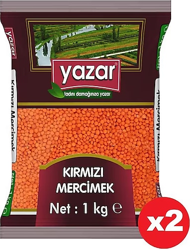 Yazar Yerli Kırmızı Mercimek 1 Kg. X 2 Adet