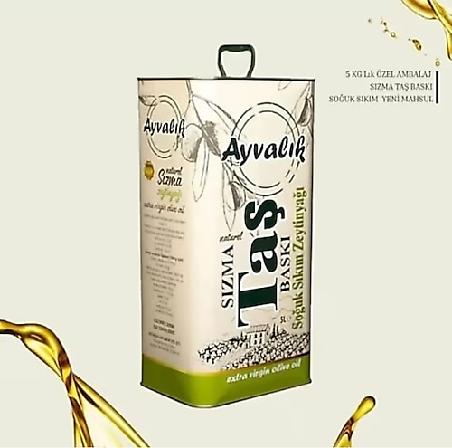 yeni ayvalık Ayvalık Natürel Sızma Soğuk Sıkım Taş Baskı 5 lt Zeytinyağı 0,3 Asit