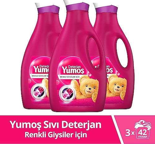 Yumoş Renkli Giysiler için Sıvı Deterjan 42 Yıkama 2.52 lt 3'lü