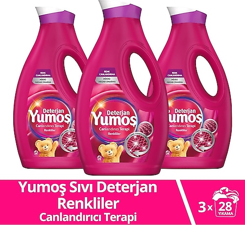 Yumoş Sıvı Bakım Çamaşır Deterjanı Renkli Giysiler 1690 ml 3 Adet